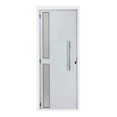 Porta de Alumínio Branco Lambril Visor e Puxador 80x210 Lado Direito