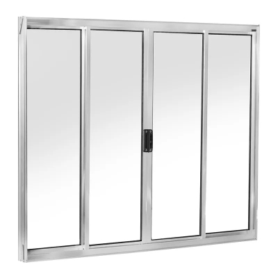 Janela de Alumínio Branco 4 Folhas 120x120cm Vidro Liso 