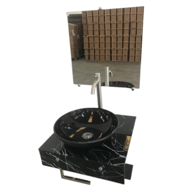 Gabinete de Vidro Kit Ipanema Preto 47cm Pettra