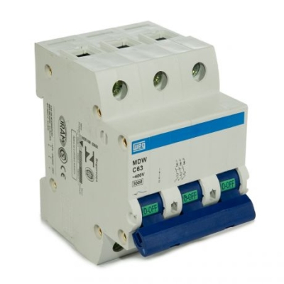 Disjuntor Tripolar Mini Din MDW C63 Weg