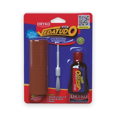 Kit Manta Adesiva Terracota 10cm x 1mt + Primer Dryko Vedatudo