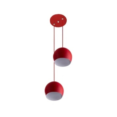 Pendente Bubbles Duplo em Alumínio Vermelho Difusor Branco 2 Lâmpadas