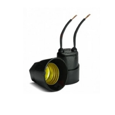 Soquete com Rabicho E-27 Preto 43.01T Foxlux
