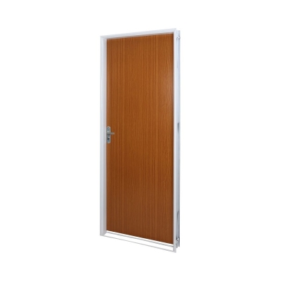 Kit Porta Açomad Mogno Lisa Batente Branco Lado Esquerdo 215x85cm Mgm