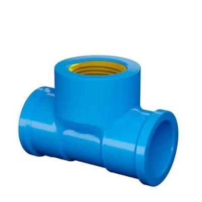 Tê Soldável Azul com Rosca Latão 25 x 3/4