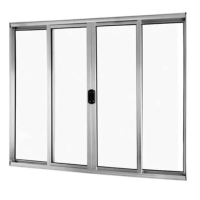 Janela de Alumínio 4 Folhas 120x120cm Vidro Liso 