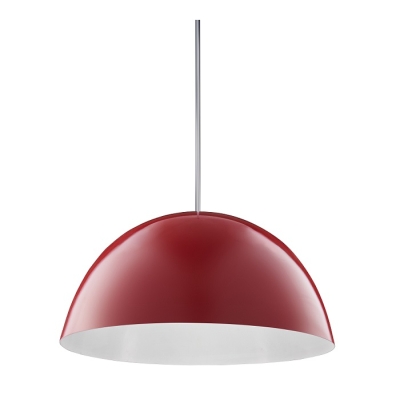 Pendente em Alumínio para 1 Lâmpada Meia Esfera Vermelho com Branco