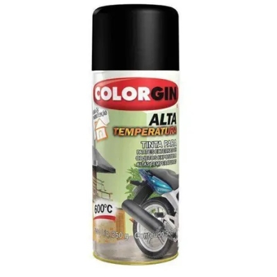 Tinta Spray Decor Alta Temperatura Preto 350ml Colorgin 