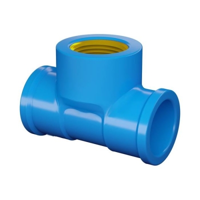 Tê Soldável Azul com Rosca Latão 20 x 1/2