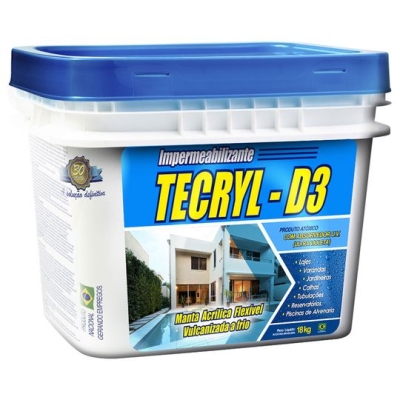 Impermeabilizante Acrílico Tecryl D3 Branco Balde 15kg 