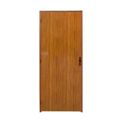 Kit Porta Pronta Batente Aço Mogno Lisa Lado Direito 210x80cm CLM