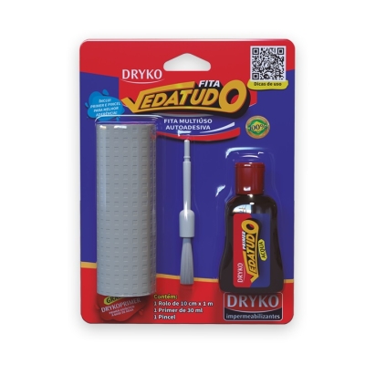Kit Manta Adesiva Cinza 10cm x 1mt + Primer Dryko Vedatudo