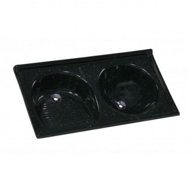 Tanque Duplo em Mármore Sintético 85x46cm Preto Rorato