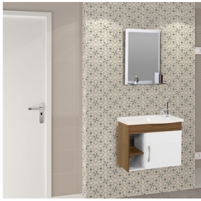 Gabinete com Espelheira Turim Suspenso 55,5cm Nogal Rorato