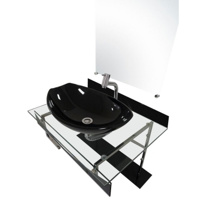 Gabinete de Vidro Kit Maragogi Preto 70cm Pettra