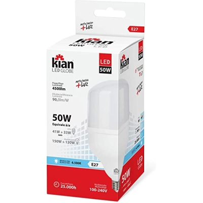 Lâmpada de Led Globe Luz Branca 50W 6500K Bivolt Kian