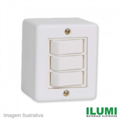 Box Interruptor 3 Seções Simples Sistema X Sobrepor 6319 Ilumi 
