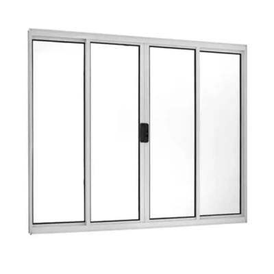 Janela de Alumínio Branco 4 Folhas 150x100cm Vidro Liso 