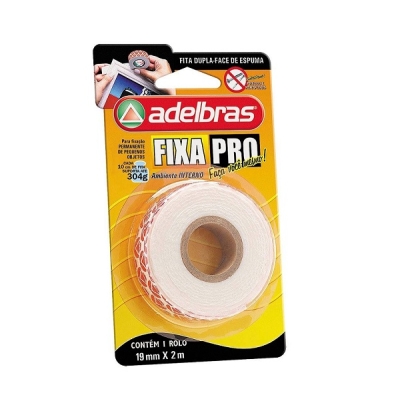 Fita Adesiva Dupla Face C/ Espuma 19mm x 2 Metros Tipo Banana Adelbras