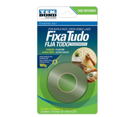 Fita Dupla Face Acrílica 12mm x 2 Metros Fixa Tudo Tekbond