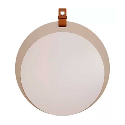 Espelheira Para Banheiro Alça em Couro Lua Cappuccino Ref.22469.49 Mgm