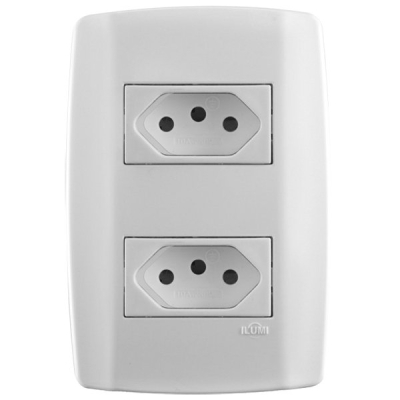 Slim Conjunto 2 Tomadas 2P+Terra 10A Completa 4x2 80120 Ilumi