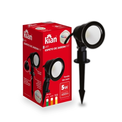 Espeto para Jardim Led Linha FIT 5W PVC Preto Luz Verde Kian