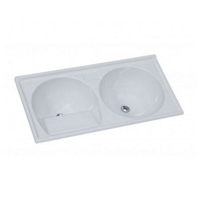 Tanque Duplo em Mármore Sintético 100x51cm Cinza Claro Rorato