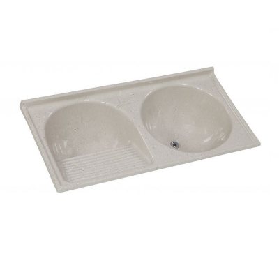 Tanque Duplo em Mármore Sintético 110x55cm Travertino Rorato