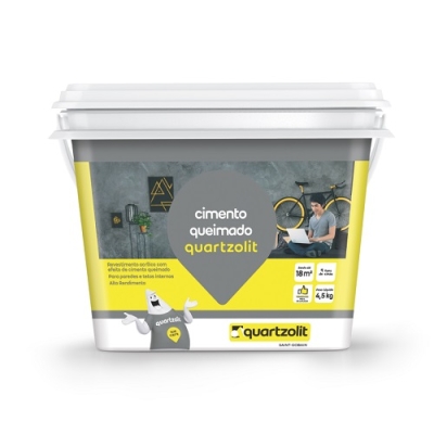 Cimento Queimado Cinza Escuro Balde 4,5kg Quartzolit