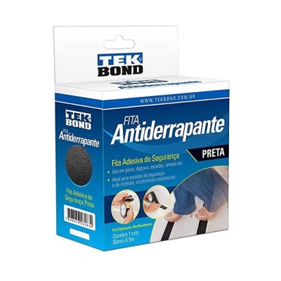 Fita Adesiva Antiderrapante Preta 50mm x 5 Metros Tekbond 