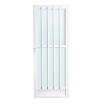 Porta de Alumínio Branco Modelo Palito 0,80L x 2,10A Lado Direito 
