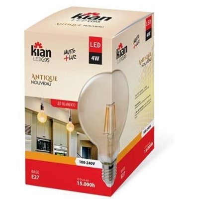 Lâmpada Filamento de Led G95 4W E27 Bivolt Antique Nouveau Kian