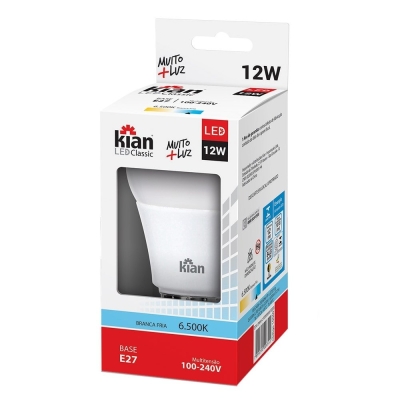 Lâmpada de Led Classic Luz Branca 12W 6500K Bivolt Kian