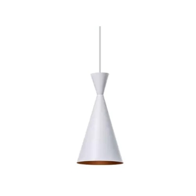 Pendente em Alumínio para 1 Lâmpada Cone Dixon Branco com Cobre