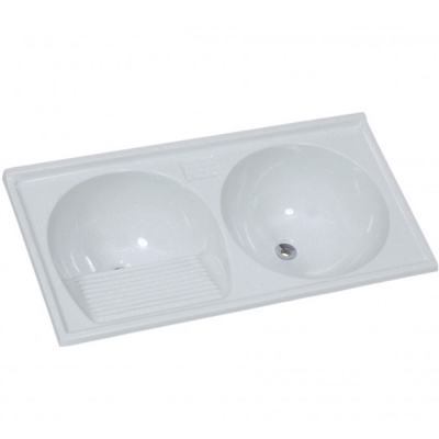 Tanque Duplo em Mármore Sintético 100x51cm Gelo Rorato