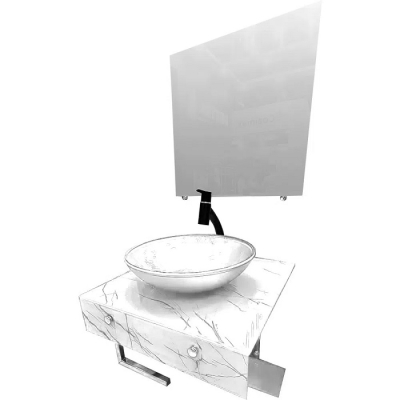 Gabinete de Vidro Kit Ipanema Branco 47cm Pettra