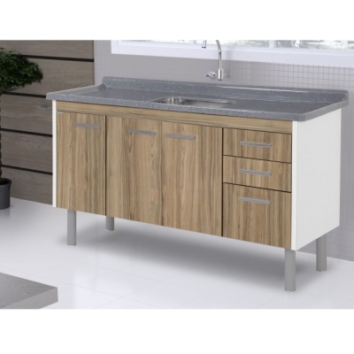 Armário Cozinha Valenza Nogal 144,2cm pia de 1,50mt Rorato