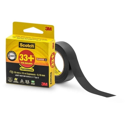 Fita Isolante 33+ 19mm x 10 Metros Uso Profissional Scotch 3M