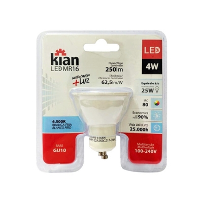 Lâmpada de Led MR16 4W GU10 Bivolt Kian