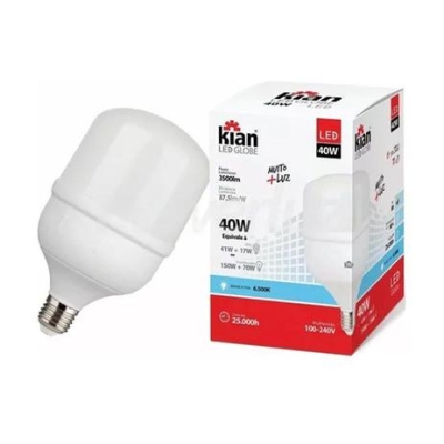 Lâmpada de Led Globe Luz Branca 40W 6500K Bivolt Kian