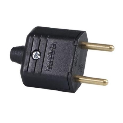Plugue Macho 2 Pólos Preto 10A Margirius