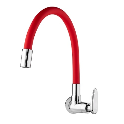 Torneira Cozinha Parede Bica Flexível Allure Mouve Vermelho Viqua