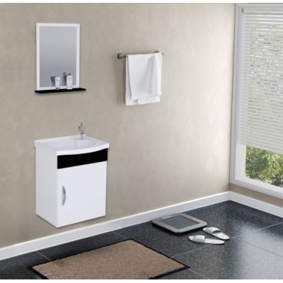 Gabinete com Espelho para Banheiro Siena Suspenso 39cm Preto Rorato