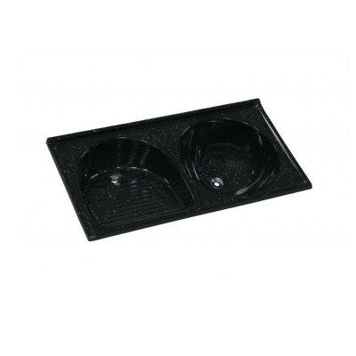 Tanque Duplo em Mármore Sintético 110x55cm Preto Rorato